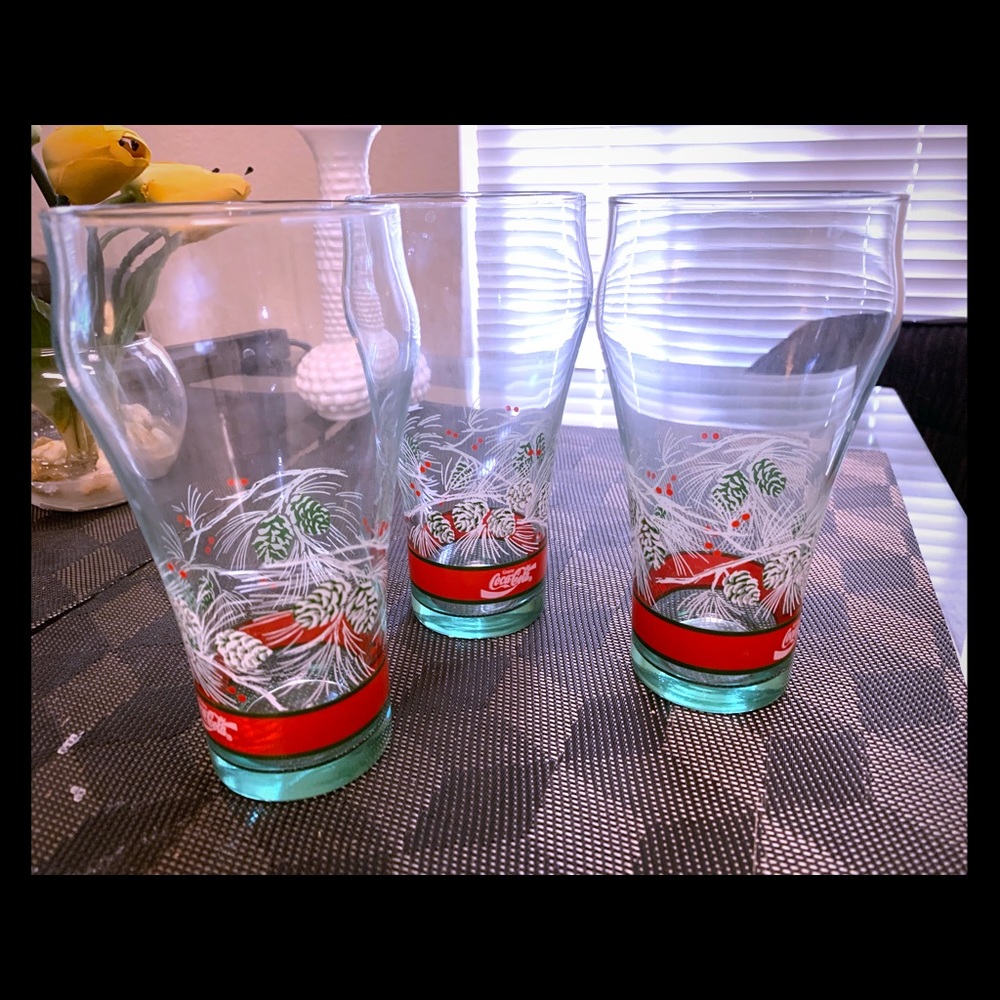 3 Holiday Coca-Cola Drinking glasses